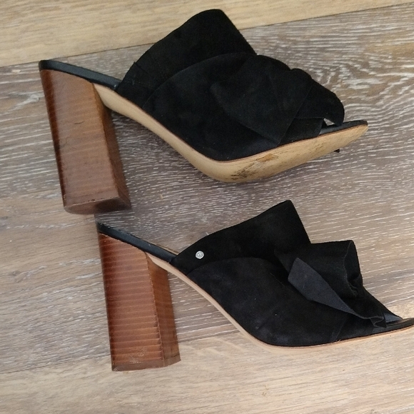 Sam Edelman Black Mules with Textured Bow and Block Heel - Picture 6 of 9